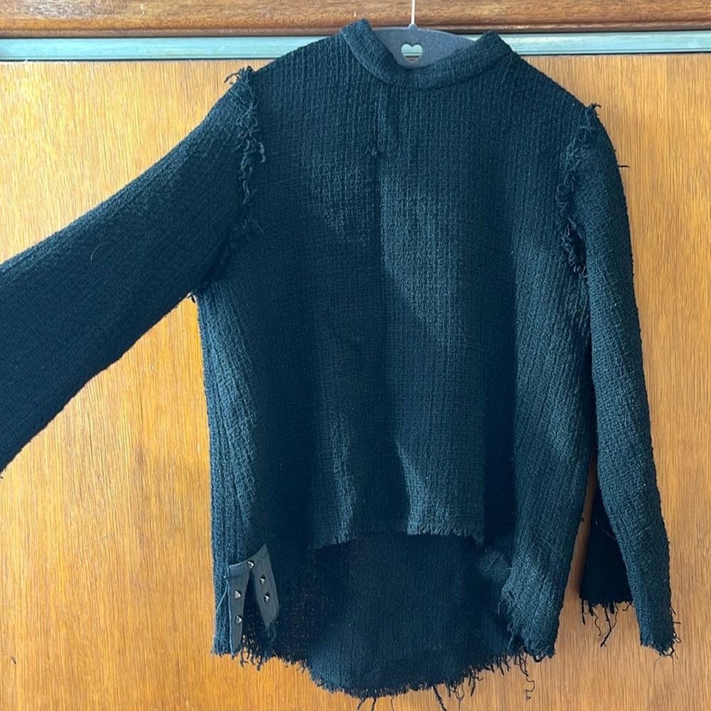 Zara Basic Collection woven frayed sweater with studs